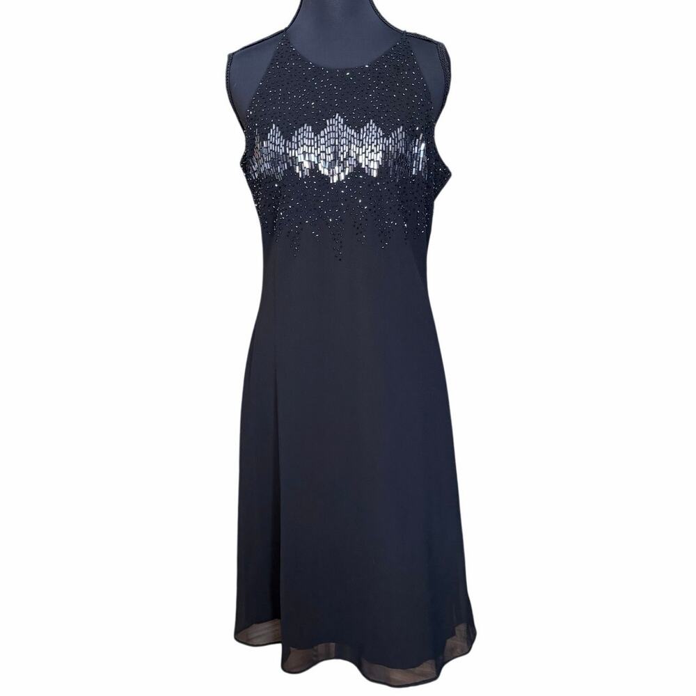 Vintage Y2K Cachet little black dress cocktail semi formal slip sequin detail 10